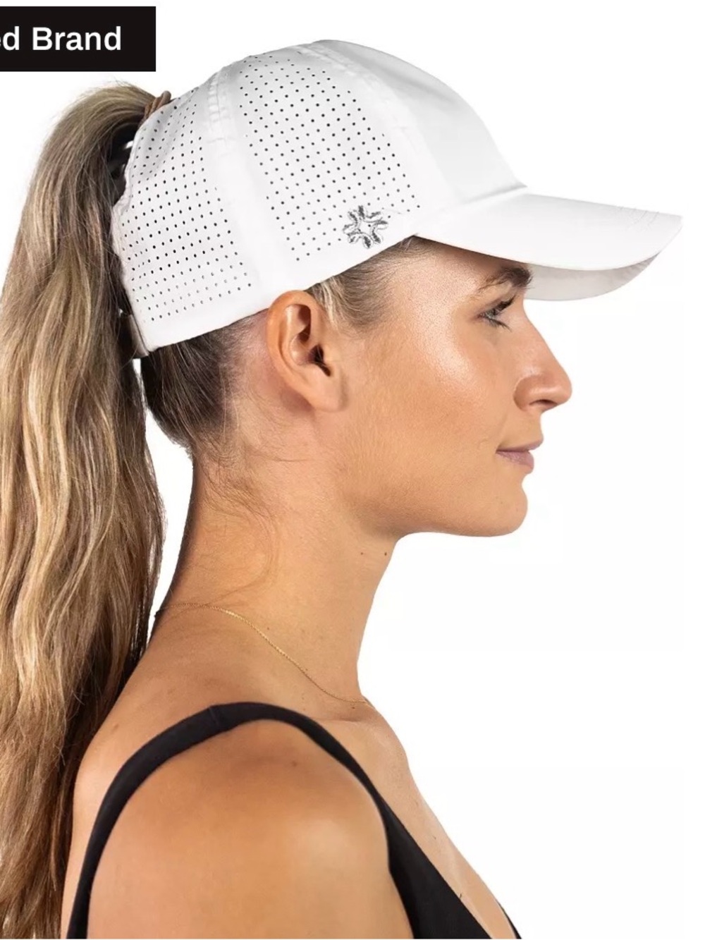 VIMHUE Sun Goddess Women’s White UPF 50+ Golf Ponytail hat Velcro back
